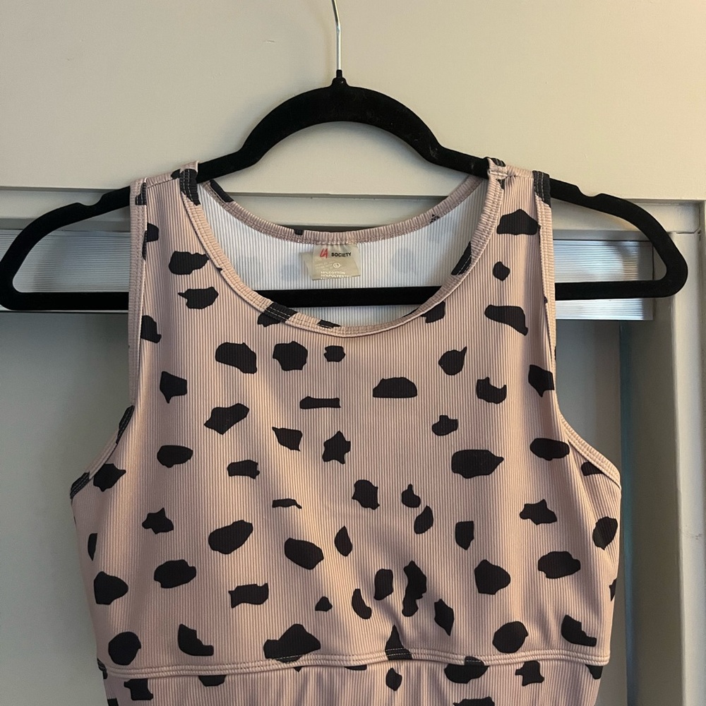 Society Cream and Black Abstract Tank Top